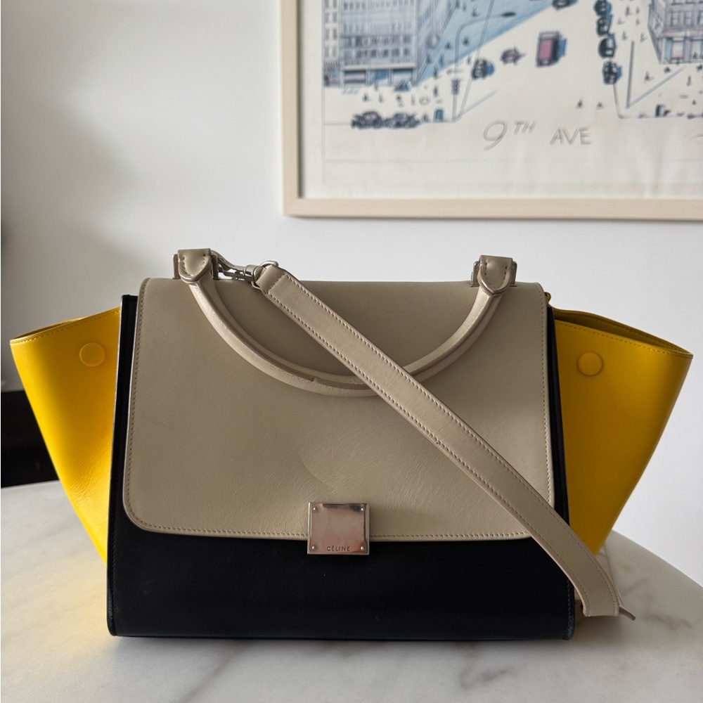 Celine Cream and Yellow Satchel Modern Design